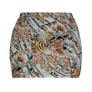 NWT Ed Hardy Tiger Print Mesh Mini Skirt Sz L